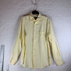 Murano Mens Yellow Long Sleeve Button Down Fine European Linen Shirt Size M 9282